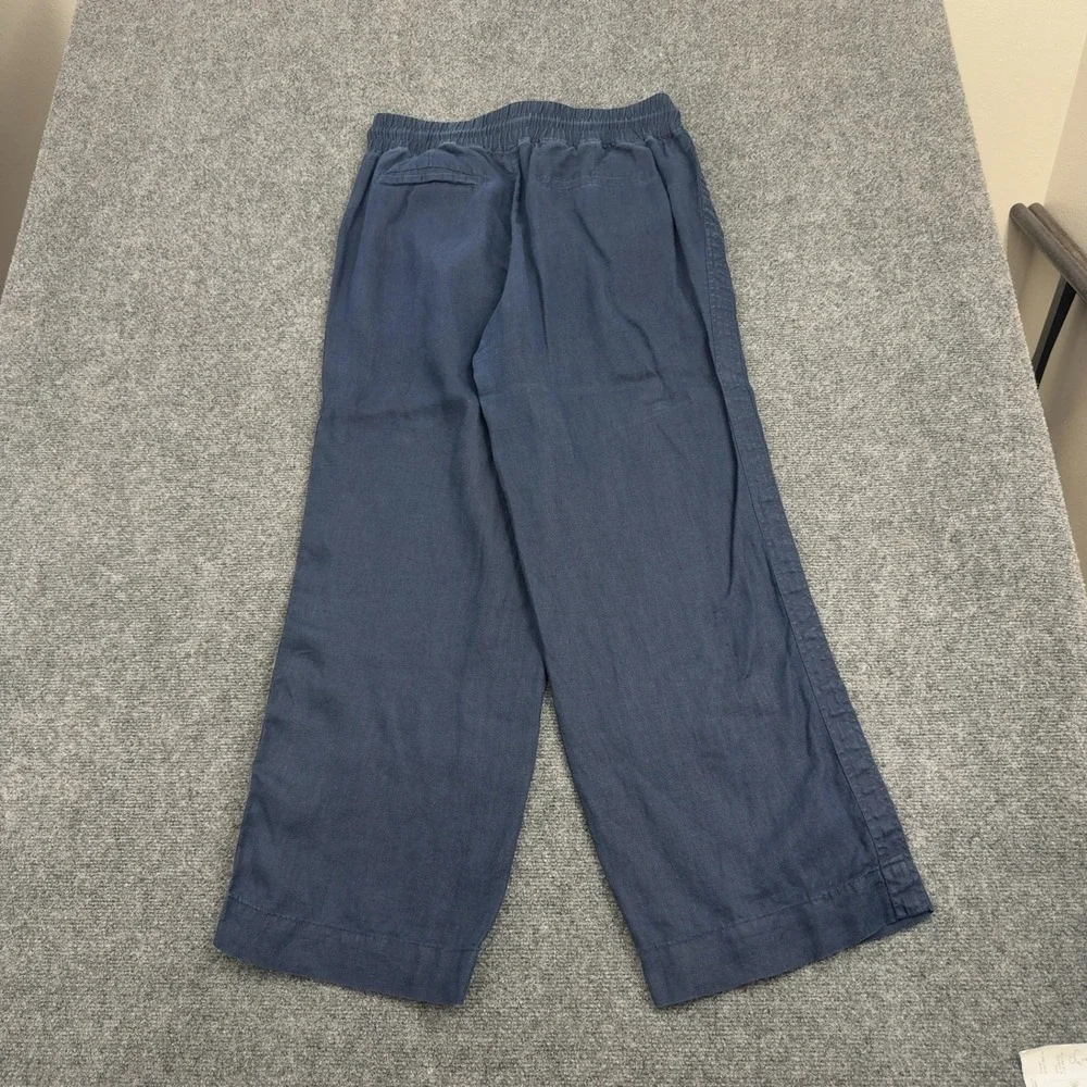 Quince Pants Womens L Blue Linen Wide Leg Drawstring Casual Summer